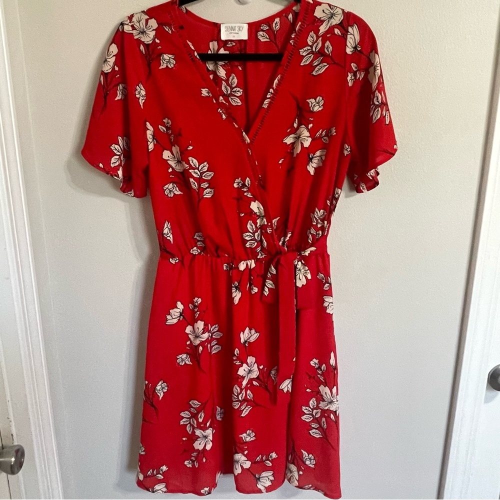Sienna Sky Red Floral Mini Dress